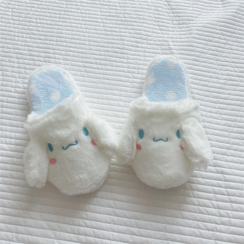 Japanese Style Cartoon Slipper Warm Indoor Slippers Polka Dot Pattern Home Cotton Shoes Non-slip Women Sweet Girl Kawaii White