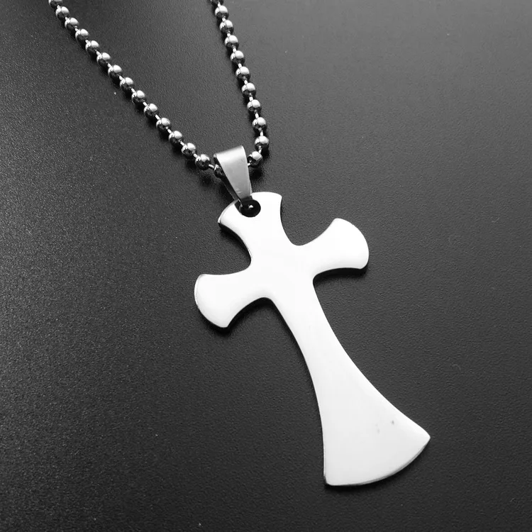 30pcs Stainless Steel Love Heart Sword shape Cross blessing simple Religion Christian Jesus Cross Faith lucky Necklace jewelry