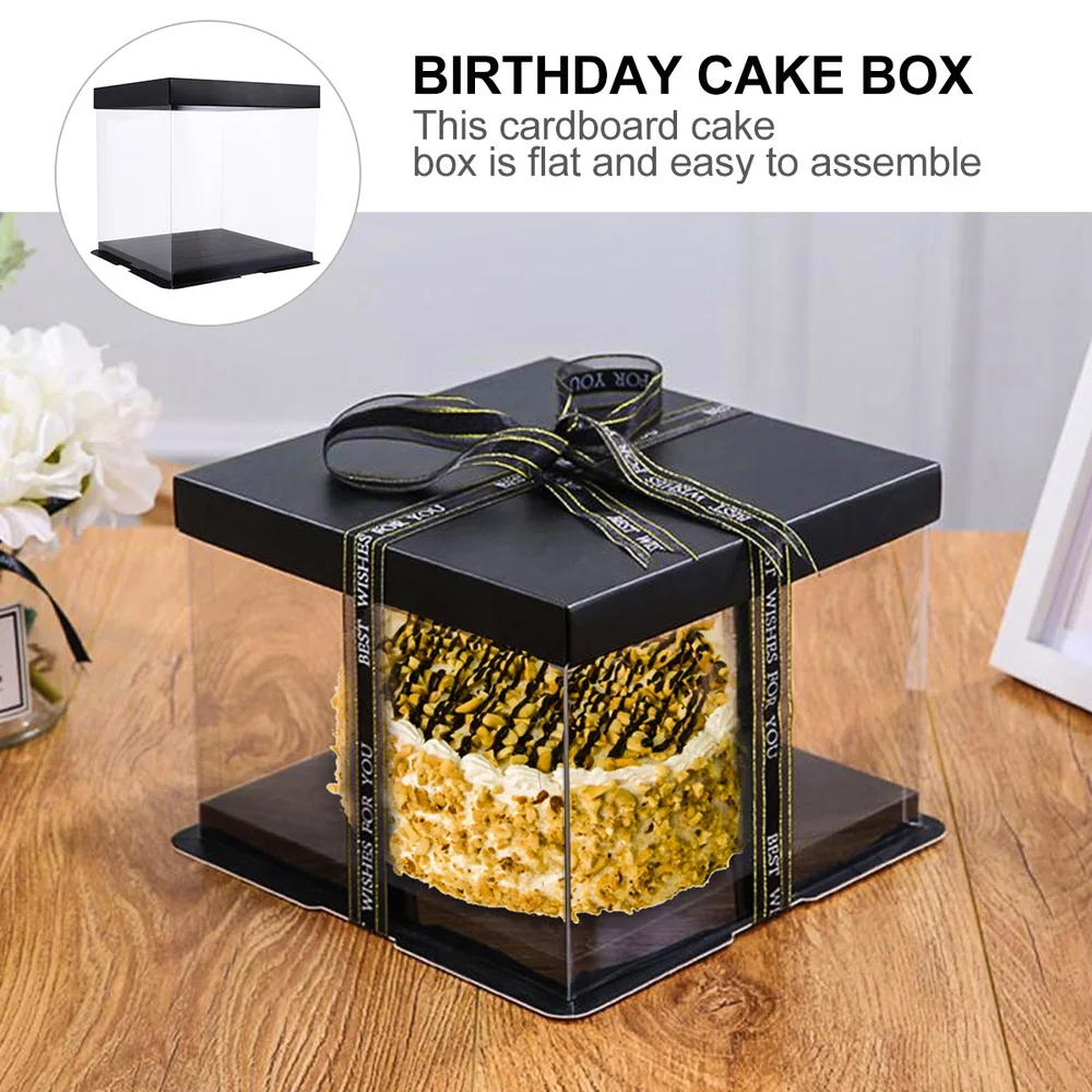 

5PCS Birthday Cake Packaging Case Transparent Gift Case Cake Paper Cover