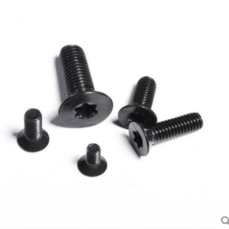 Винт шестилепестковый Torx из черной стали M1.6 M2 M2.5 M3 M4 M5 M6 винт с плоской потайной