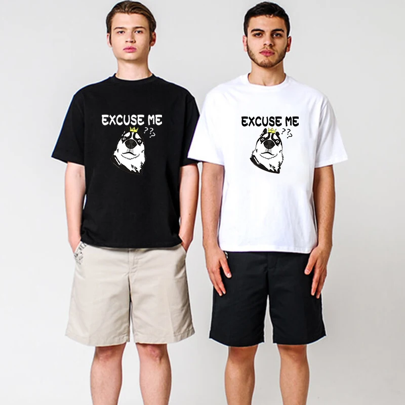 Harajuku spoof husky t-shirt dog pattern short-sleeved cartoon couple summer tide Round Collar T-shirt | Женская одежда