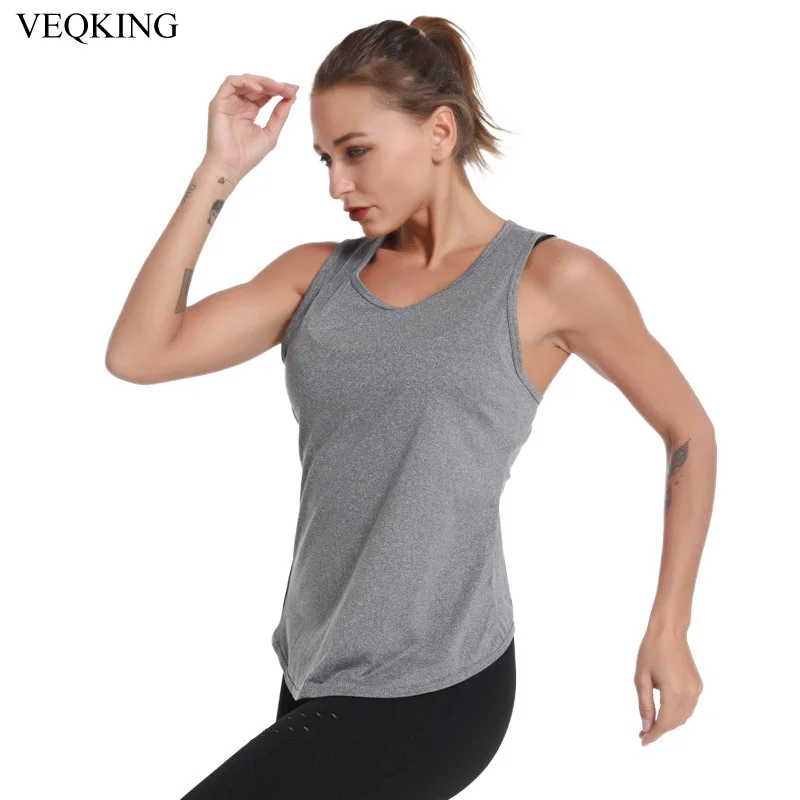 

Жилет для йоги VEQKING, дышащий Топ без рукавов для спорта, йоги, бега, фитнеса, Женская быстросохнущая майка для тренажерного зала, тренировок