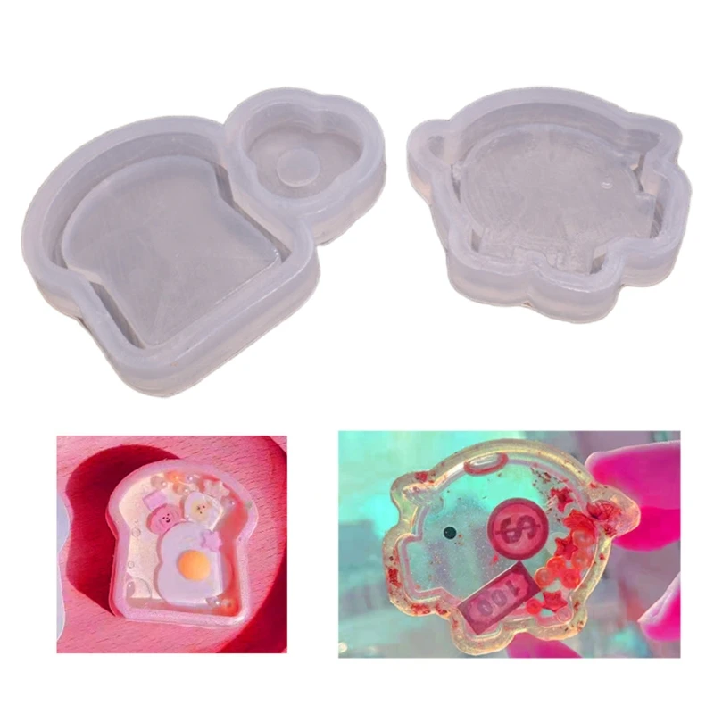 

Epoxy Resin Shaker Moulds Set Bread/Pig Silicone Mould Charms Pendant Jewellery Making Supplies for Keychain Deocation