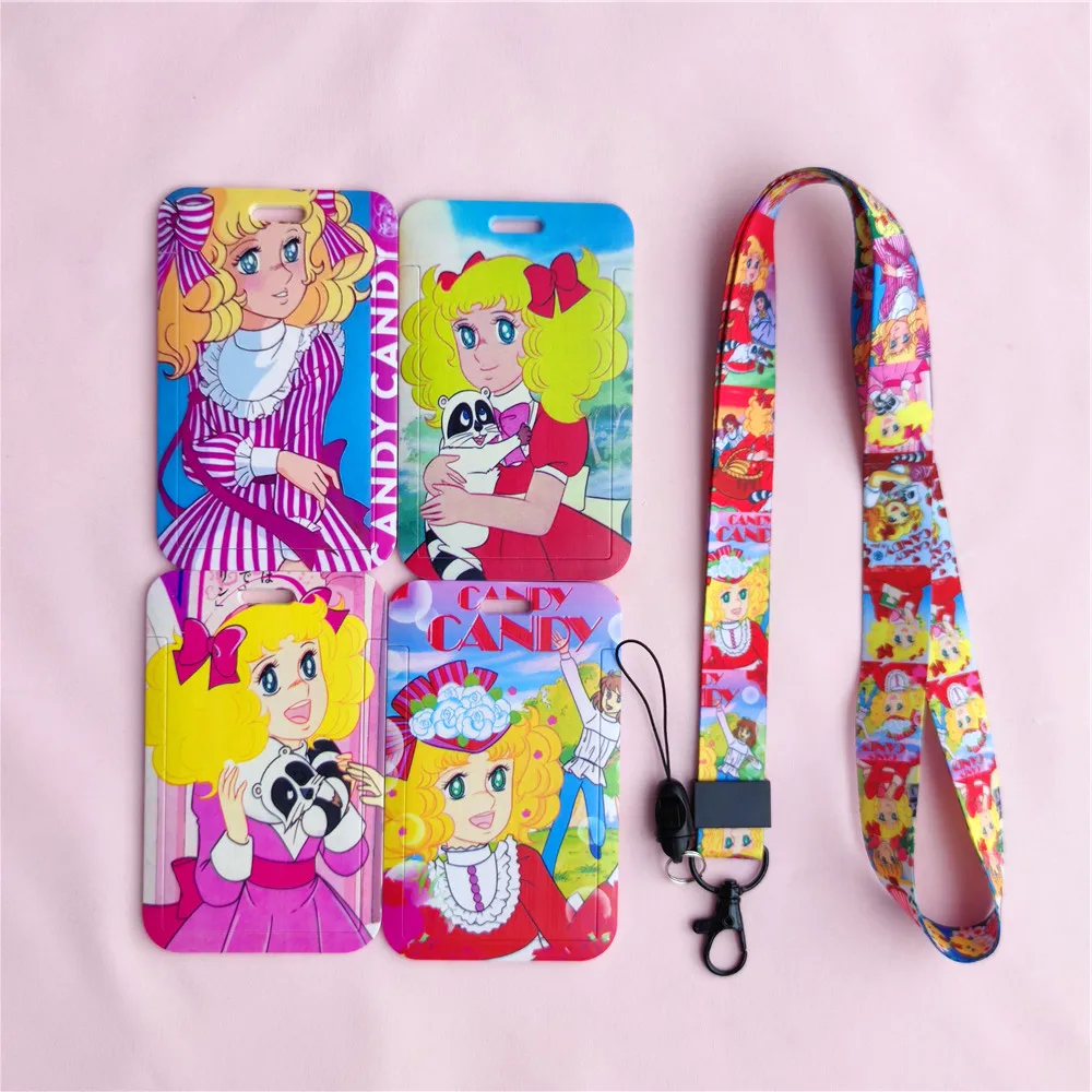 

Girl candy Card Holder Business Badge Card Case Frame ABS Employee Case Cover Student Lanyard Horizontal vertical ID Card Holder