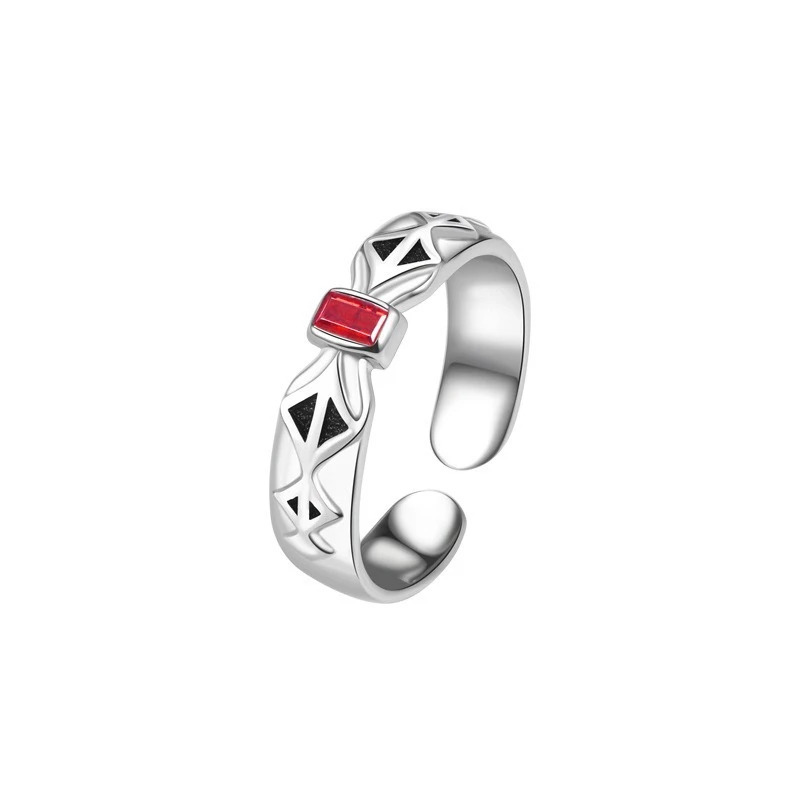 

Wholesale 1 Pcs 2021 Japanese Anime Silver Rings Red Gem Opening Adjustable Finger Accessories for Women Cosplay Jewelry Gifts