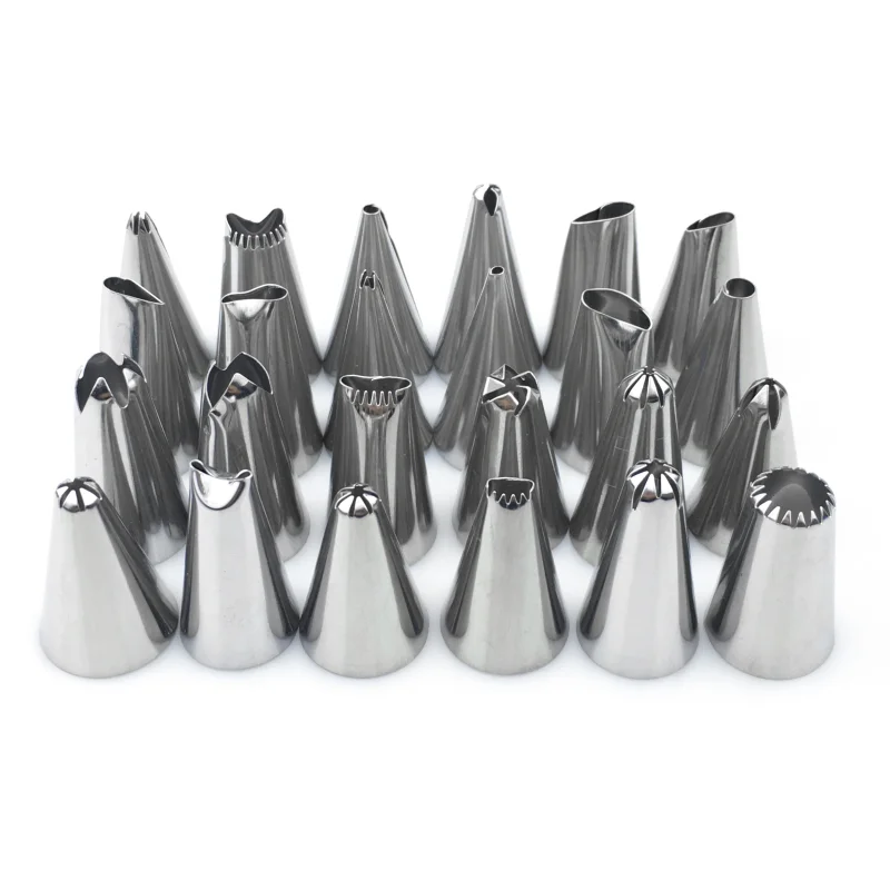 

26Pcs/Set Silicone Pastry Bag Tips Kitchen Cake Icing Piping Cream Cake Decorating Tools Reusable Pastry Bags+24Nozzle Set