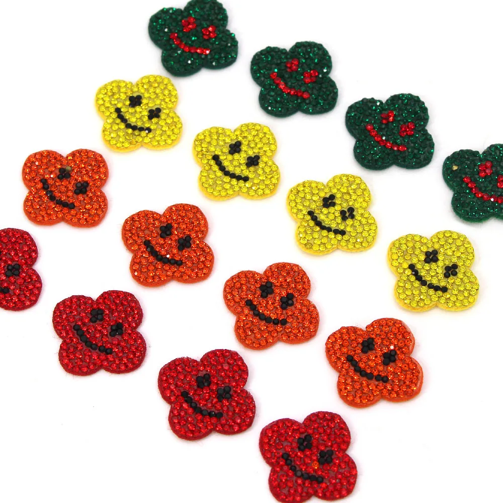 10 шт. стразы со смайликом патчи нетканые для одежды плоская задняя часть пушистая