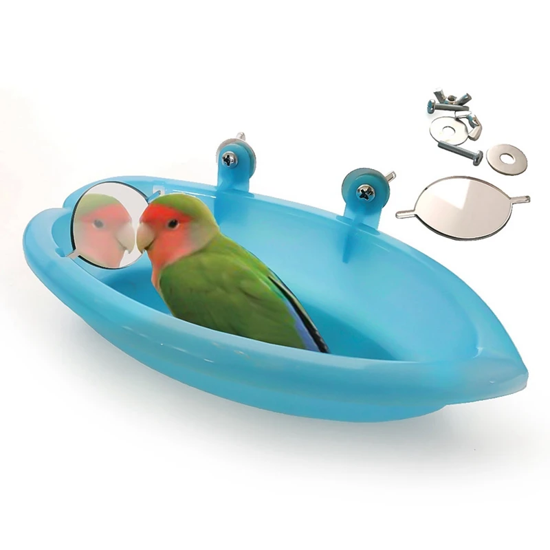 

Bird Bathtub With Bird Mirror Small Oval Bird Bathtub Pet Cage Accessories Parrot Bath Shower Bathing Supplies Standing Box
