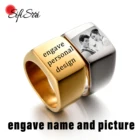 Кольца Sifisrri с гравировкой имени для женщин и мужчин, обручальные кольца из нержавеющей стали с персонализированным фото для свадьбы, подарок для любимых
