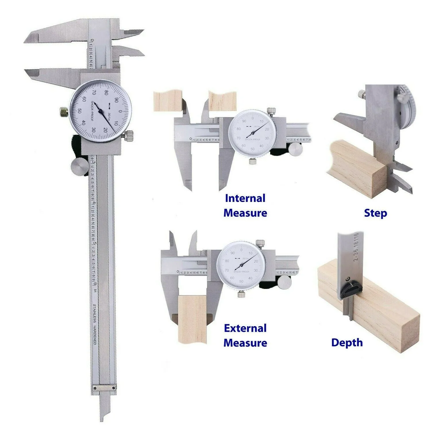 

150mm 0.001in Carbon Steel Inch System 505-675 Scale Caliper Gauge Card Various Measurement Types Dial Measurement