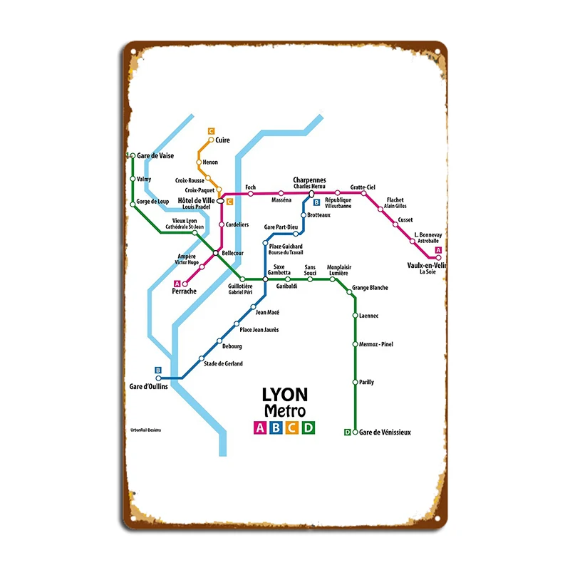 

Lyon Metro Network Metal Signs Club pub Garage Decoration Mural Painting Tin sign Posters