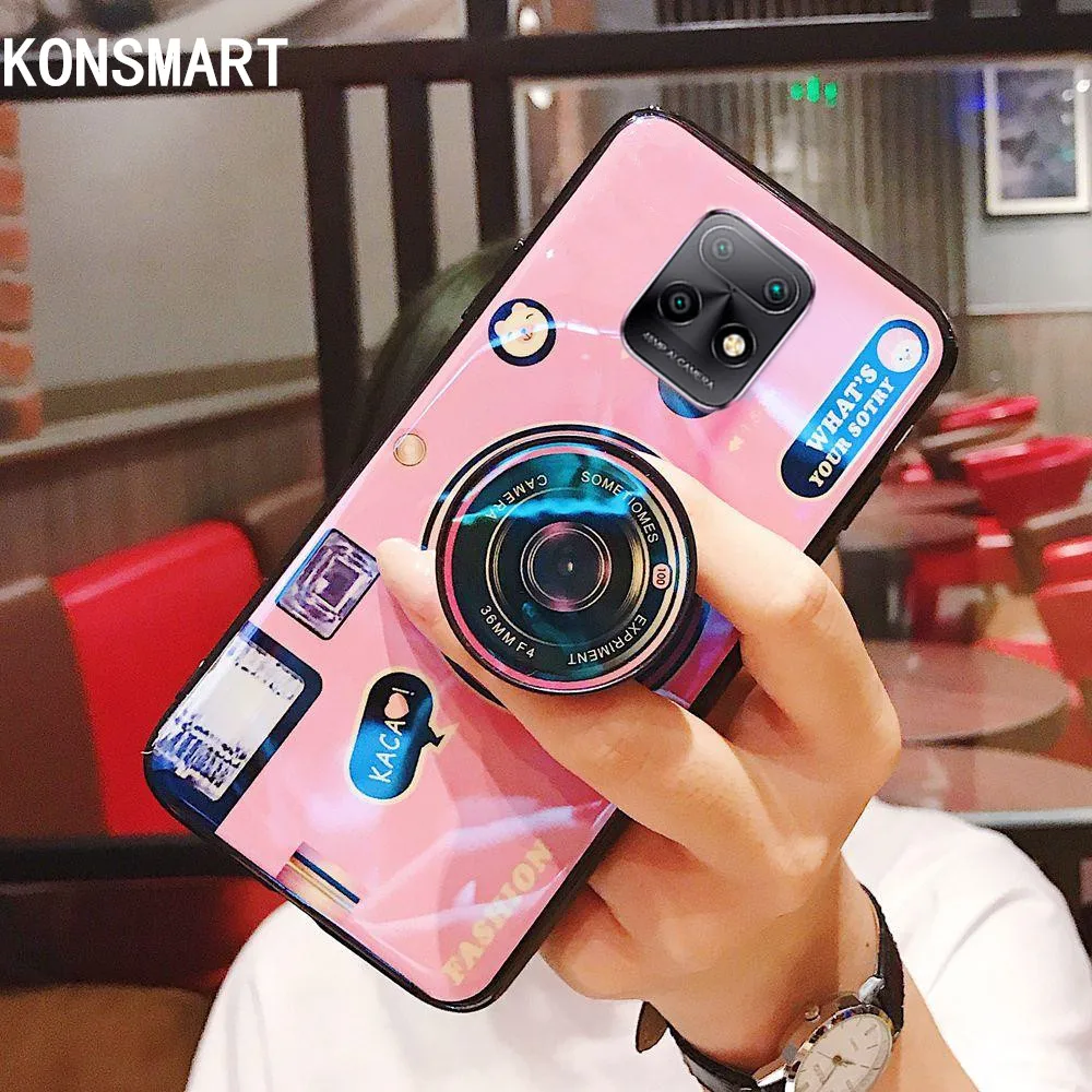 

KONSMART For Xiaomi Redmi 10X 5G Case Retro Camera Soft Phone Case Redmi 10X Pro 5G 6.57" Cartoon Cute Silicon Stand Back Cover