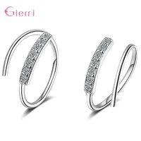 original 925 sterling silver hot sale fashion sparkling crystal paved hoop earrings for women party trendy female jewelry gifts