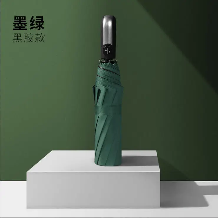 

Fully automatic reinforced 30 fold 10 strand black plastic sun umbrella business double umbrella for sunny and rainy weather and