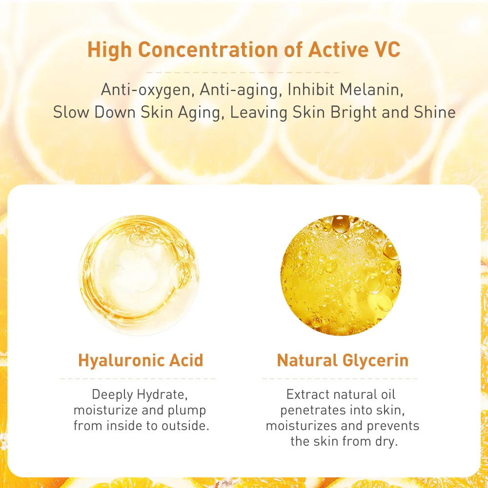 

LANBENA Vitamin C Face Serum Whitening Hyaluronic Acid VC Facial Cream Moisturize Freckle Speckle Fade Remover Essence Skin Care