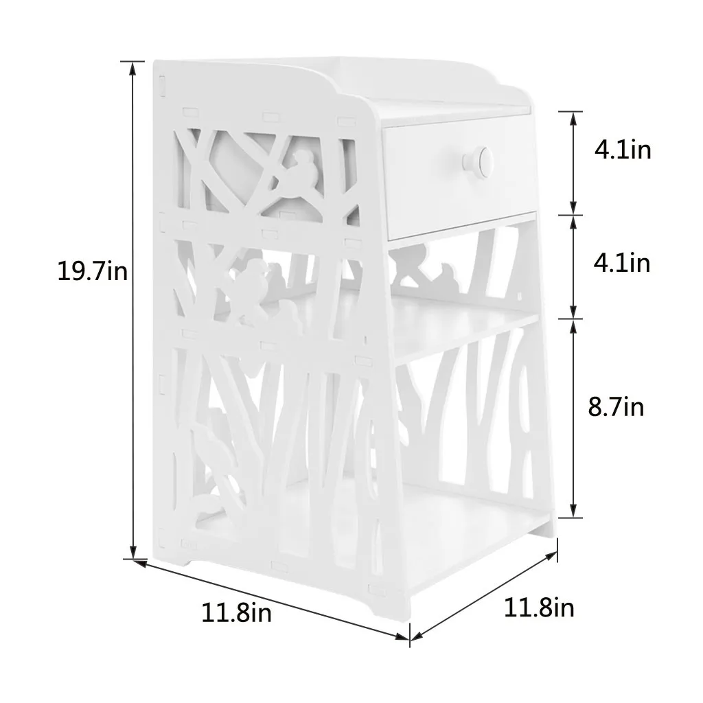 

[US-Stock]Bedside Tables Cabinet with Drawer Nightstand Storage Rack End Table Bedside Table Bedroom Furniture Shelf Cupboard
