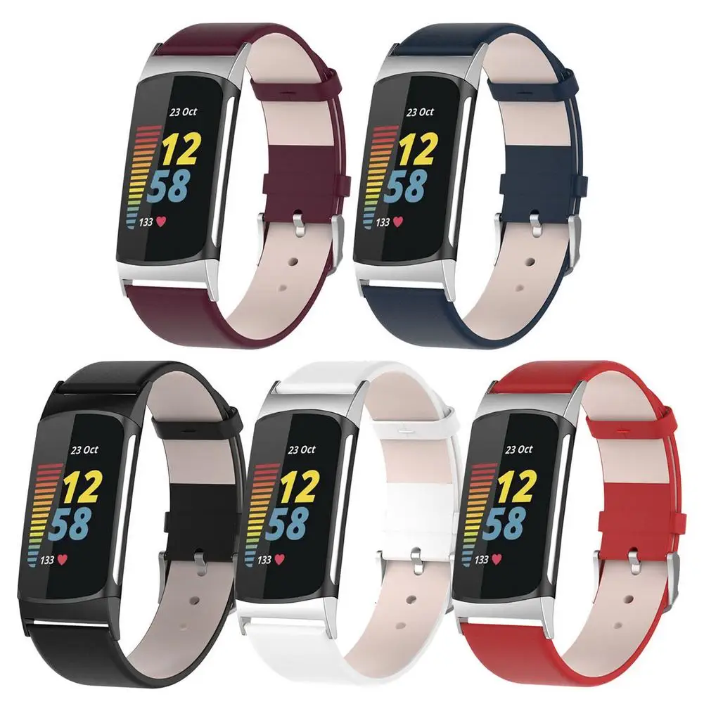 

Replacement Watch Strap For Fitbit Charge 5 Bracelet Sport Watch Bands Cowhide Leather Wristband For Fitbit Charge5 Accessories
