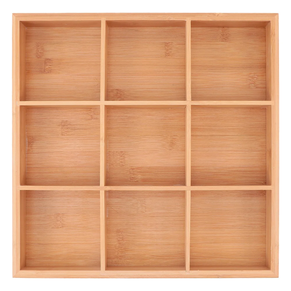 

1PC Bamboo Serving Tray Practical Divided Platter Chic Nine-grid Vegetable Tray
