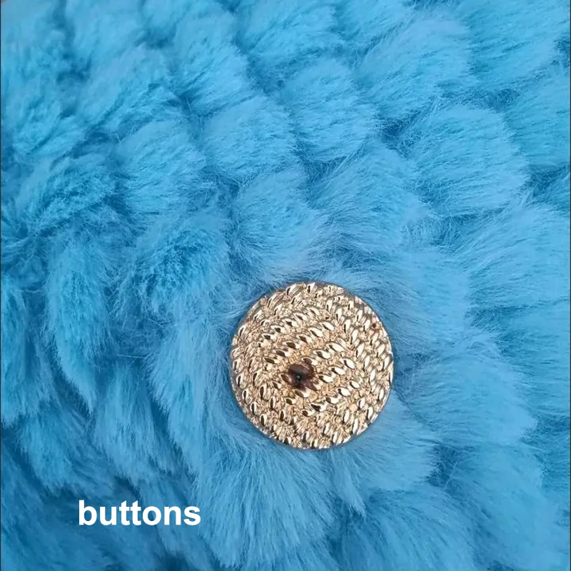 Elegant Double Breasted Faux Fur Coat Women Korean Streetwear Cropped Blue Fur Jacket Office Lady Luxury Designer Winter Coat