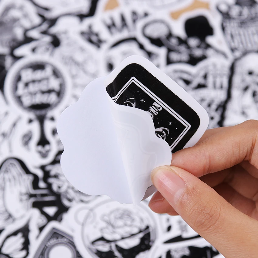 50 шт. черно белые готические стикеры в виде страшного скелета граффити наклейки