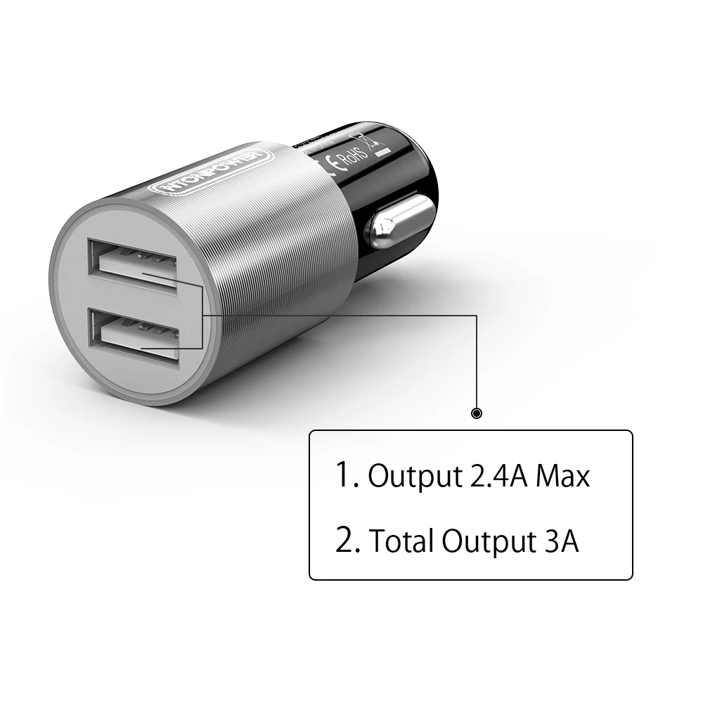 Ntonpower 2 Порты и разъёмы USB Автомобильное Зарядное устройство Qualcomm Quick Charge 3.0 QC 2.0