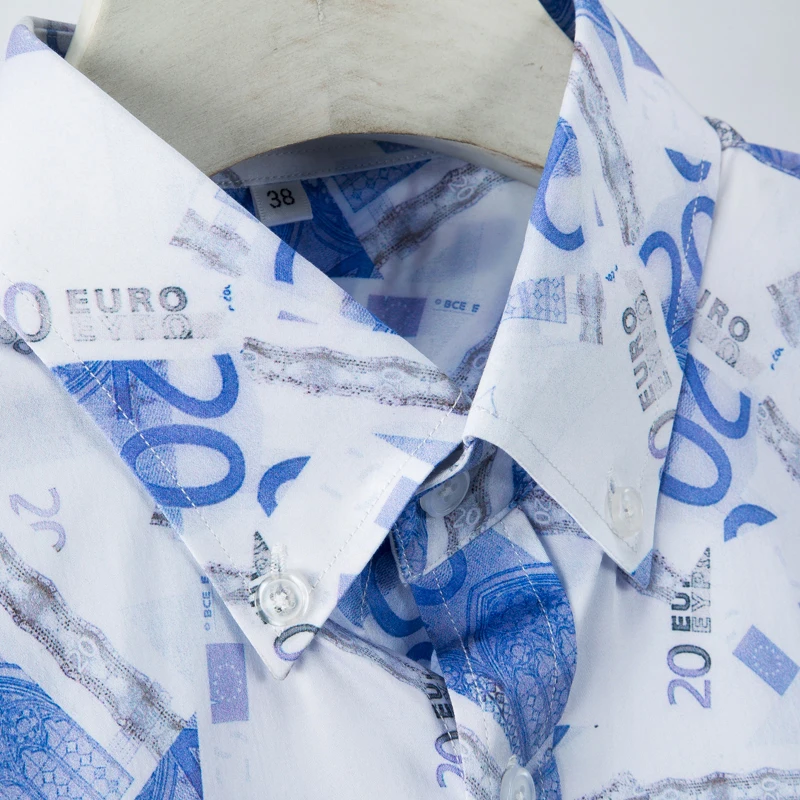 Брендовая мужская рубашка с принтом длинный рукав тонкая повседневная Chemise homme
