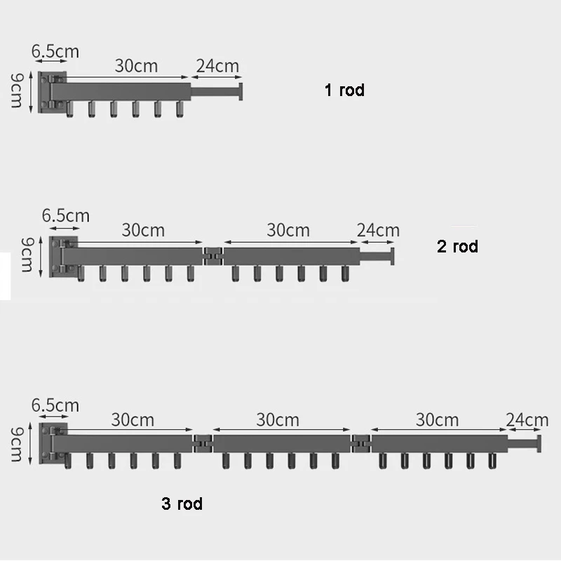 Colgador de ropa plegable montado en la pared, tendedero multifuncional telesc&oacute;pico para ahorro de espacio, tendedero giratorio para ba&ntilde;o y lavander&iacute;a-5