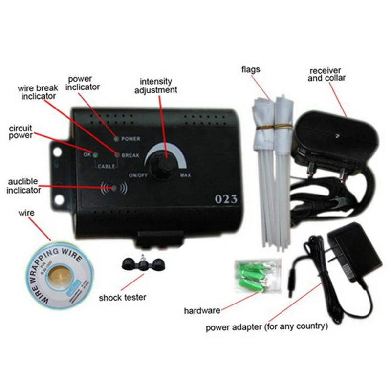 

023 Safety In-ground Pet Dog Electric Fence With Chargable Dog Electronic Training Collar Buried Electric Dog Fence System