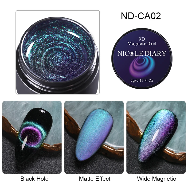 9D-ND-CA02 NICOLE DIARY 9D кошачий глаз УФ-гель замачиваемый Гель-лак для нейл-арта Магнитный лазер Сияющий лак для ногтей 5 мл Полупостоянный Гель-лак - Цвет: 9D-ND-CA02