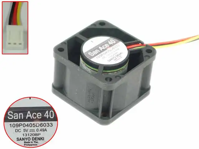 Sanyo Denki 109P0405D6033 DC 5V 0.49A 40x40x28 мм 3 Провода Сервер вентилятор охлаждения|Кулеры и