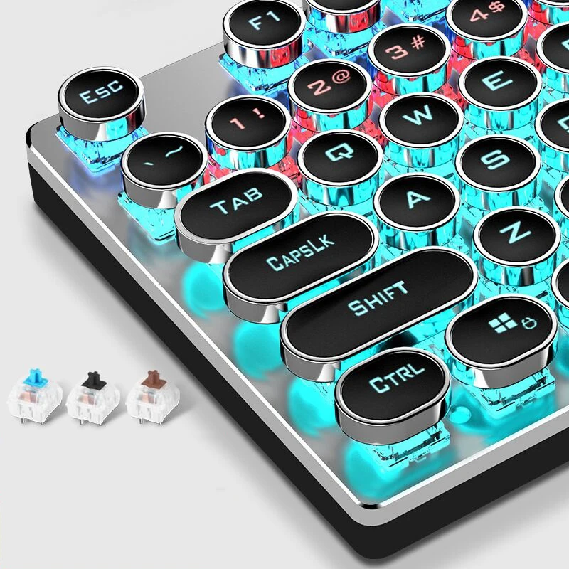 Новая игровая механическая клавиатура в стиле стимпанк металлическая панель