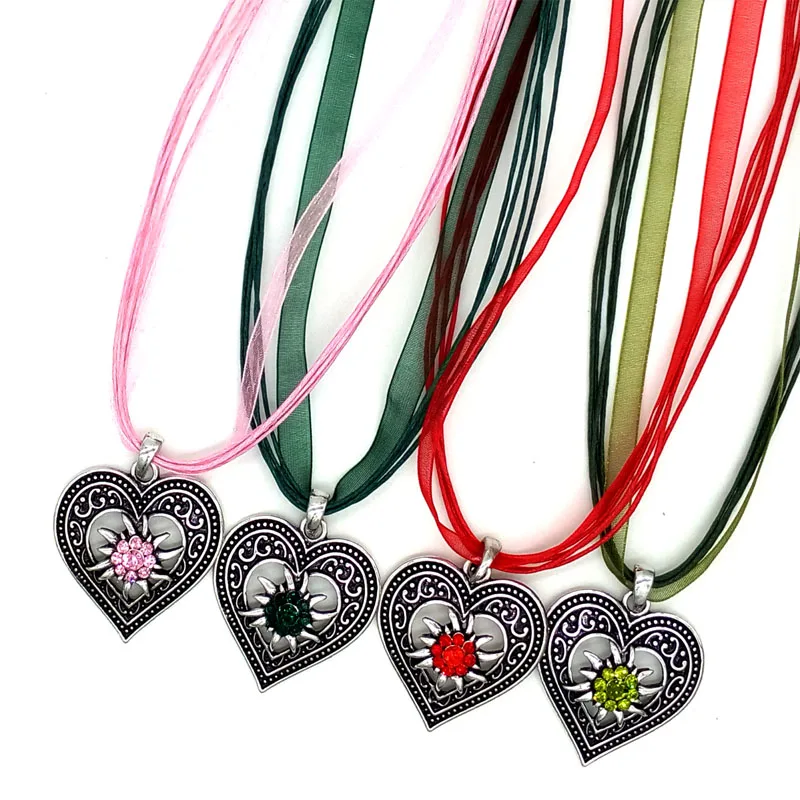 Женское винтажное ожерелье QIDIEHUA в стиле бохо с кулоном виде сердца вечерние