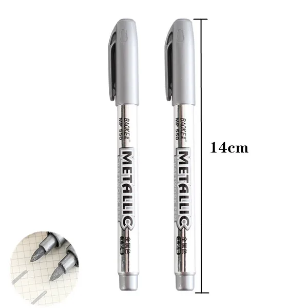 2pcs Silver Металлический цветной водонепроницаемый Перманентный художественный маркер для рисования 1,5 мм DIY Манга ручки для рисования канцелярские товары офисные школьные товары для рукоделия - Цвет: 2pcs Silver