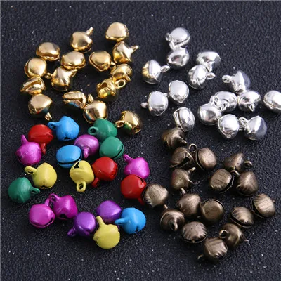 Mix Color 90 шт./лот 6*8 мм новые рождественские колокольчики смешанные цвета свободные бусины маленькие колокольчики Рождественское украшение, подарок - Окраска металла: Mix Color