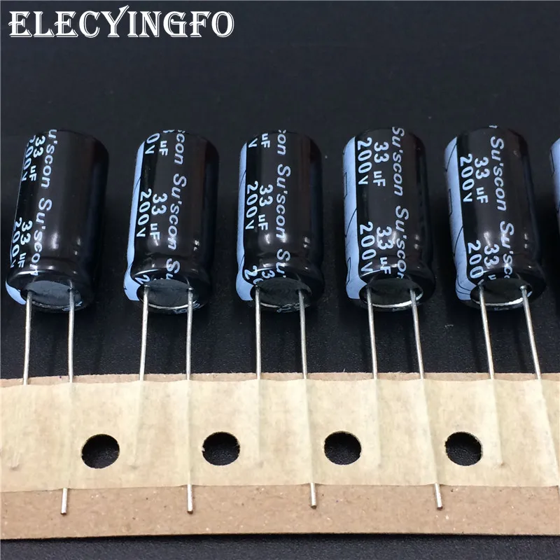 

10Pcs 33uF 200V33uf Su'scon MK Series 10x20mm 200V33uF High quality Aluminum Electrolytic capacitor