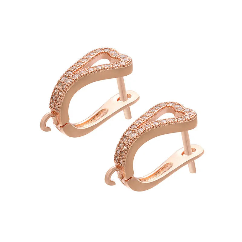 rose gold ZHUKOU 12x19 мм супер Excellet латунь серьги в форме кристальных сердец набор рыболовных крючков для ручной работы DIY серьги ювелирные изделия Модель: VE99 - Цвет: rose gold