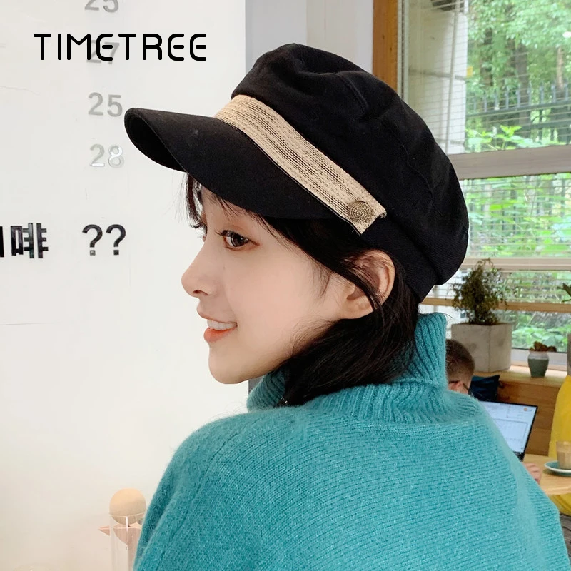 Модные женские темно синие береты повседневные кружевные хлопковые облегающие