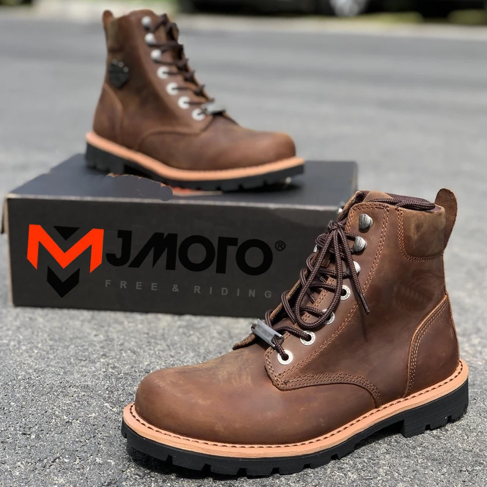 Мотоциклетная обувь из натуральной кожи Мужские сапоги для верховой езды Зимние
