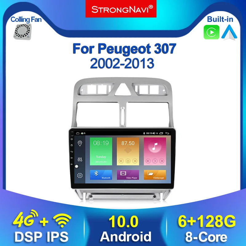 Автомобильный мультимедийный DVD плеер 2.5D IPS DSP 2Din Android 10 0 для Peugeot 307 307CC 307SW 2002 2013