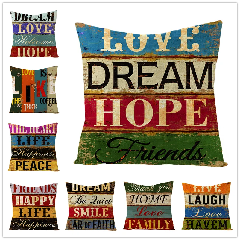 1 шт. Ретро Классический чехол для подушки с надписью домашний декоративный