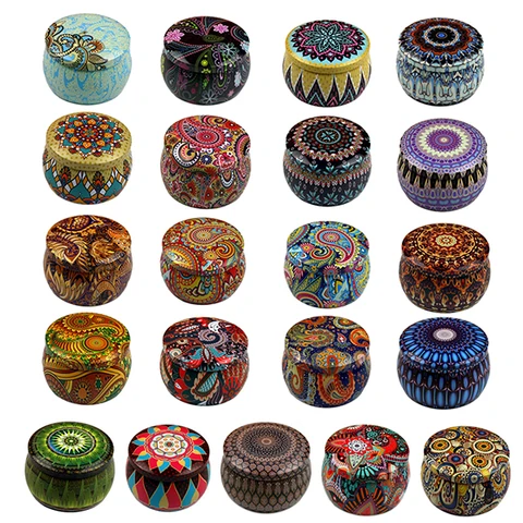 Жестяные баночки для свечей, с принтом - изображение