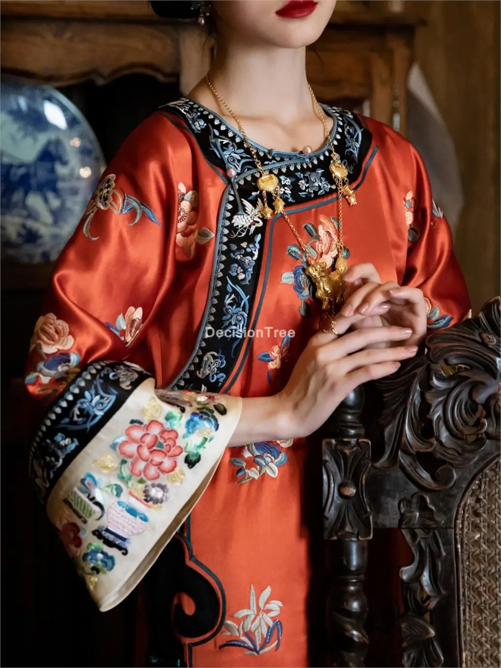 2022 китайские платья qipao в восточном стиле атласное китайское платье-Ципао с