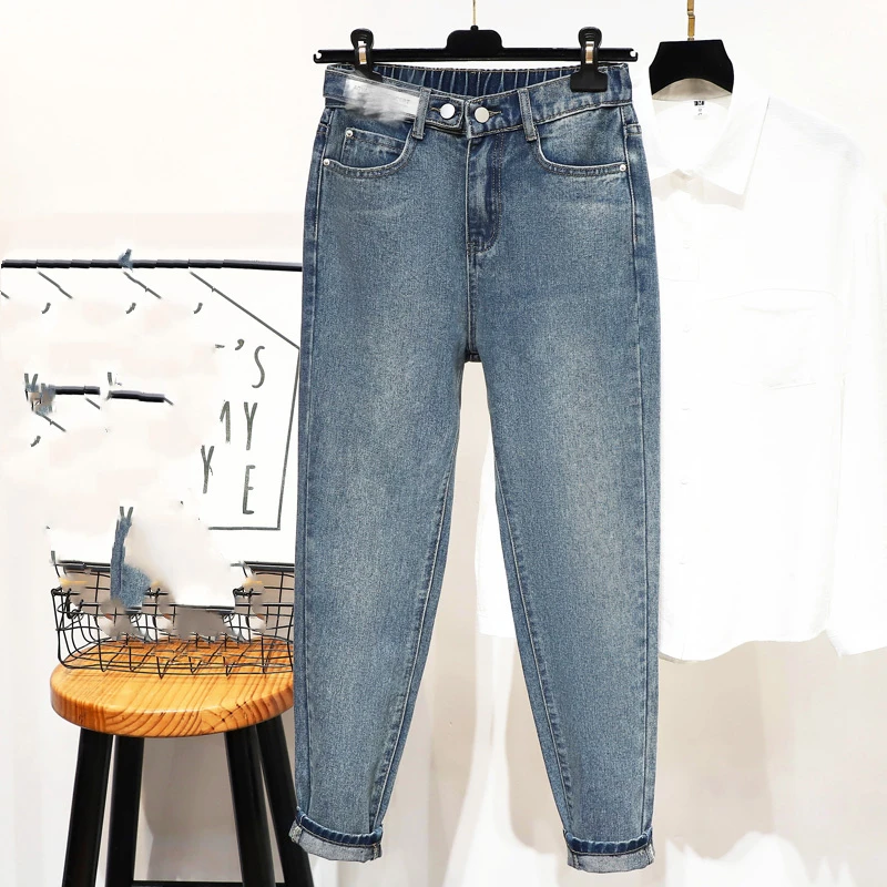 

2021 5XL джинсы с высокой талией для женщин; Большие размеры шаровары комплект на каждый день в винтажном стиле; Джинсы для женщин в стиле бойфр...