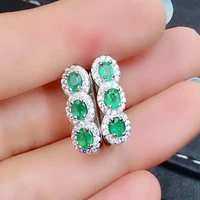 fine jewelry 925 sterling silver natural emerald earrings trendy girl new ear studs support test hot selling