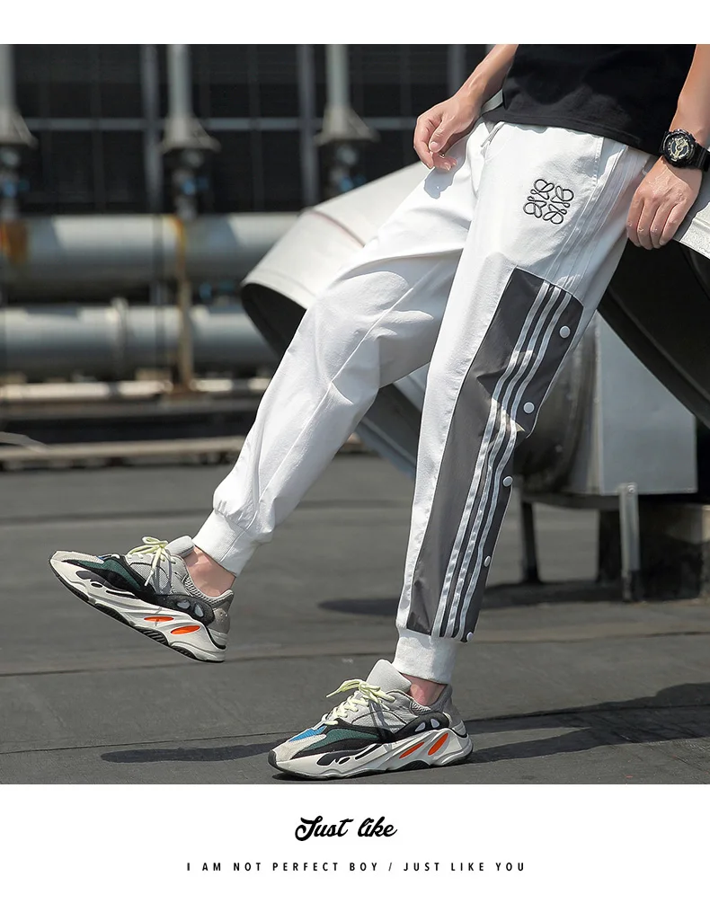 

Trousers Men Loose Stylish Bundles Foot Street Fashion Cargo Pants Elastic Waist Casual Breathable and Quick-Drying