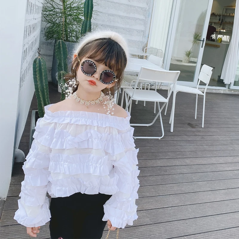 Кружевная рубашка для девочек весенне осенняя коллекция 2020 года новая