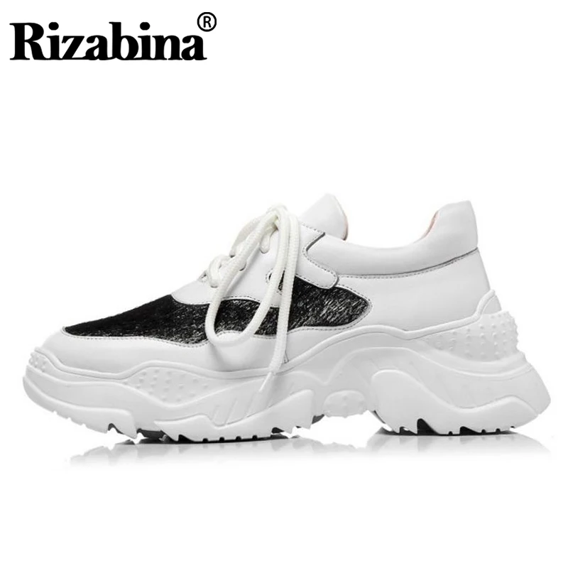 RIZABINA/женские кроссовки из натуральной кожи Новая модная повседневная обувь