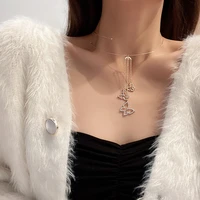 new fashion personality diamond butterfly tassel collar necklace female temperament all match clavicle chain