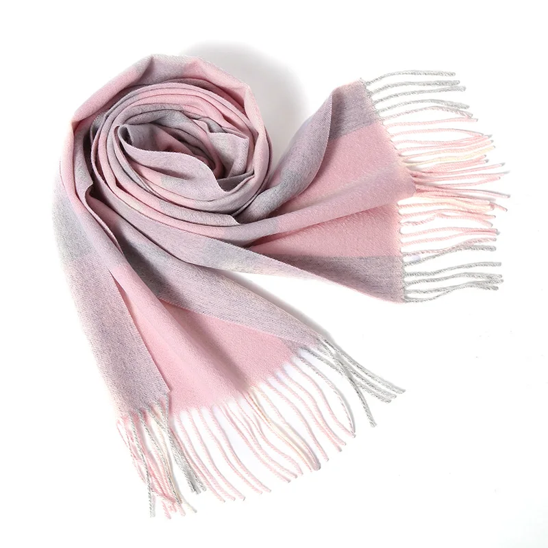 

BISON DENIM Fashion Women's Scarf 100% Genuine Wool Winter Scarf Female Plaid Thicken Windproof Warm Winter Scarfs for Ladies