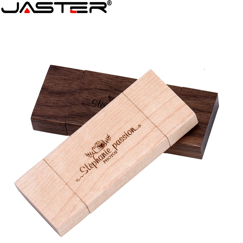 

JASTER Wooden USB flash drive OTG USB disk smart pen drive suitable for phone and PC USB 2.0 pendrive 128GB 64GB 32GB free logo